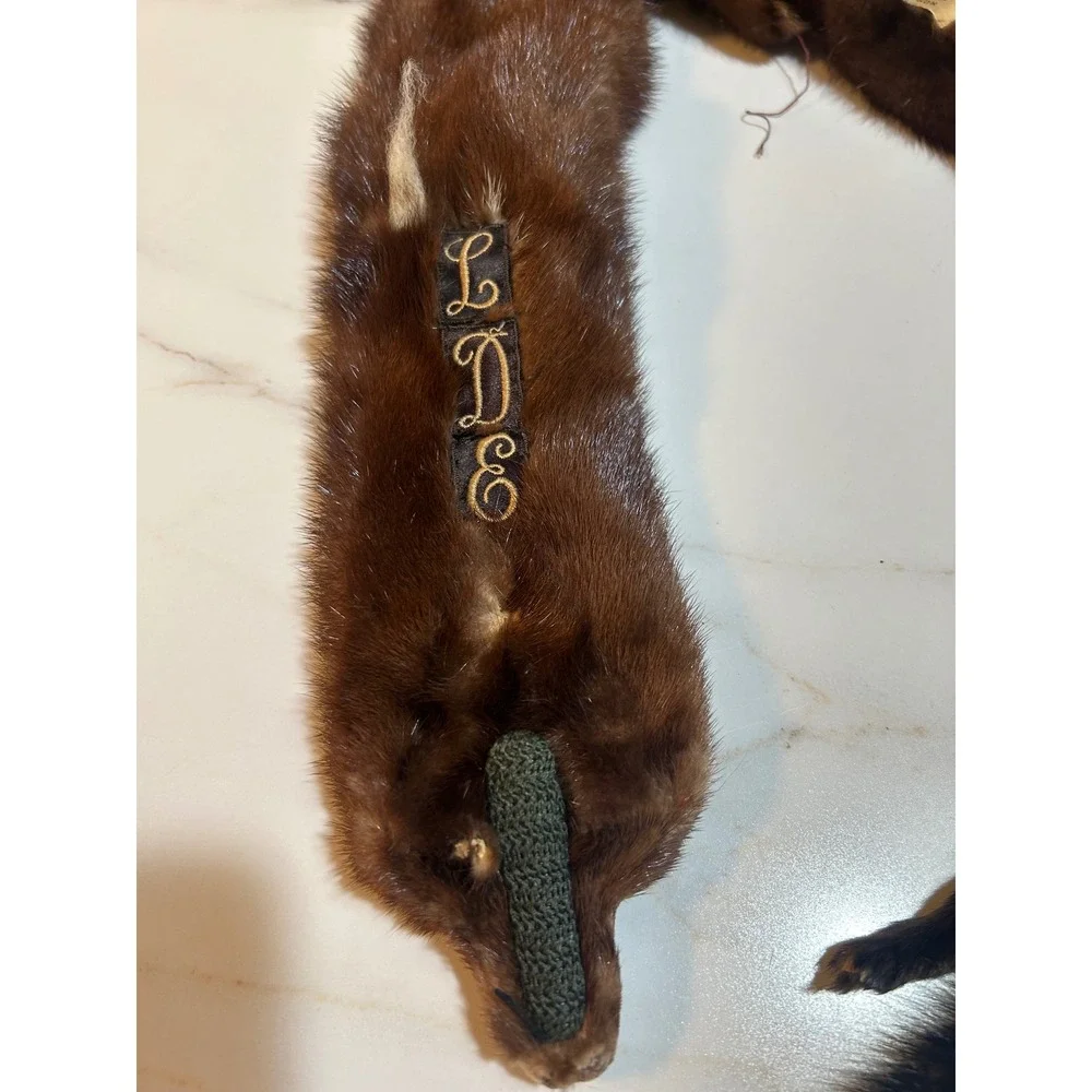 Vintage Simpsons Madison Mahogany Mink Fur 4 Pelt Stole Scarf Wrap Monogrammed